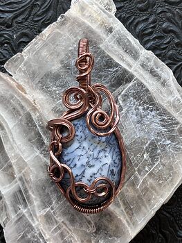 Wire Wrapped Dendritic Opal Agate Chalcedony Crystal Stone Jewelry Pendant #yNFWC1eA1uw
