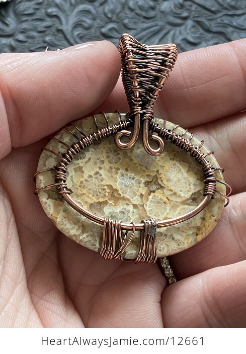 Wire Wrapped Double Tree of Life Agatized Coral Fossil Gemstone Stone Jewelry Crystal Pendant - #fD10jRSgkM4-4