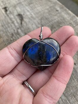 Wire Wrapped Flashy Labradorite Heart Stone Crystal Jewelry Pendant #7K1D7lIMM6s