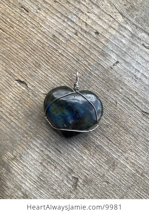 Wire Wrapped Flashy Labradorite Heart Stone Crystal Jewelry Pendant - #7K1D7lIMM6s-5