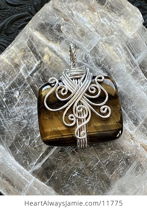 Wire Wrapped Golden Tigers Eye Gemstone Jewelry Crystal Pendant - #wG0j7f62yxA-5