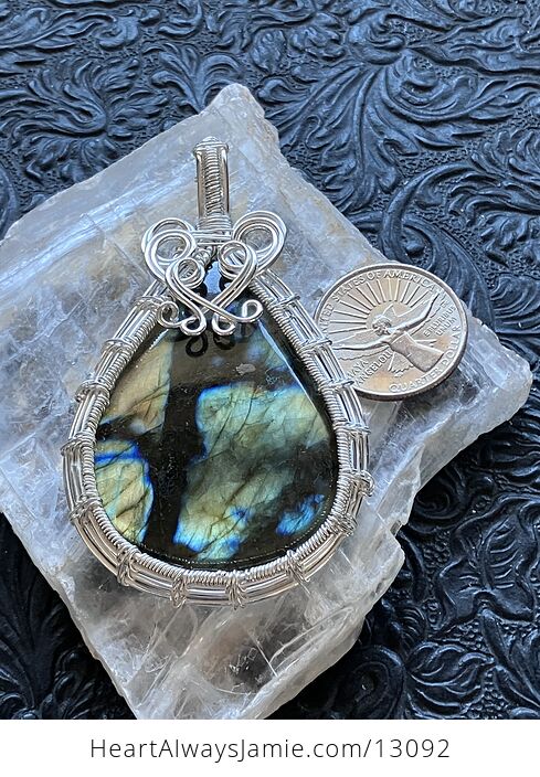 Wire Wrapped Labradorite Crystal Stone Jewelry Pendant - #dZlaAwRB0Dk-6