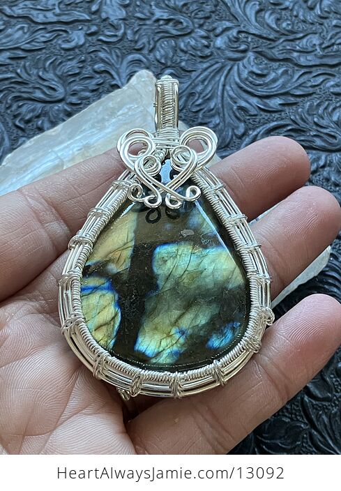 Wire Wrapped Labradorite Crystal Stone Jewelry Pendant - #dZlaAwRB0Dk-7