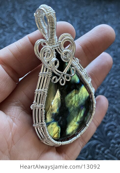 Wire Wrapped Labradorite Crystal Stone Jewelry Pendant - #dZlaAwRB0Dk-8