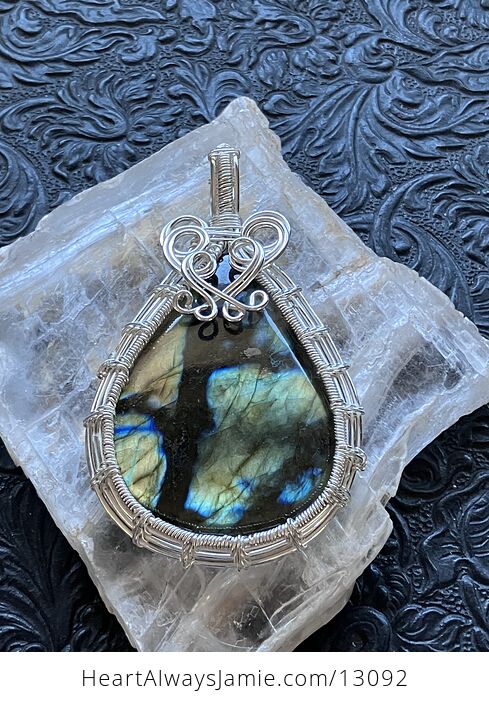 Wire Wrapped Labradorite Crystal Stone Jewelry Pendant - #dZlaAwRB0Dk-5