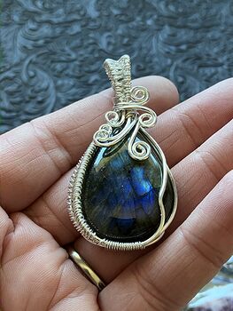 Wire Wrapped Labradorite Pendant Stone Crystal Jewelry #UrWoDwiKHe0