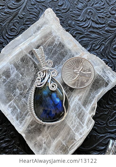 Wire Wrapped Labradorite Pendant Stone Crystal Jewelry - #UrWoDwiKHe0-5