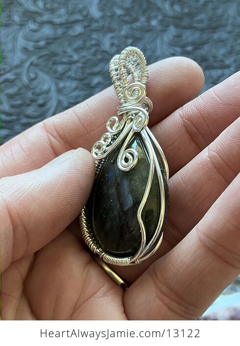 Wire Wrapped Labradorite Pendant Stone Crystal Jewelry - #UrWoDwiKHe0-3