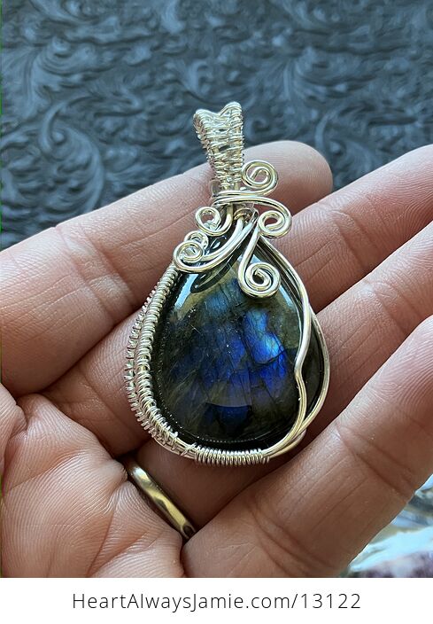 Wire Wrapped Labradorite Pendant Stone Crystal Jewelry - #UrWoDwiKHe0-1