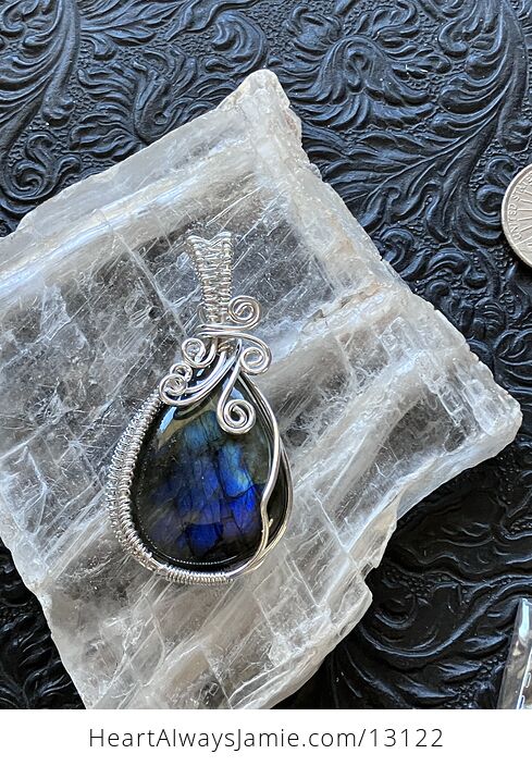 Wire Wrapped Labradorite Pendant Stone Crystal Jewelry - #UrWoDwiKHe0-6