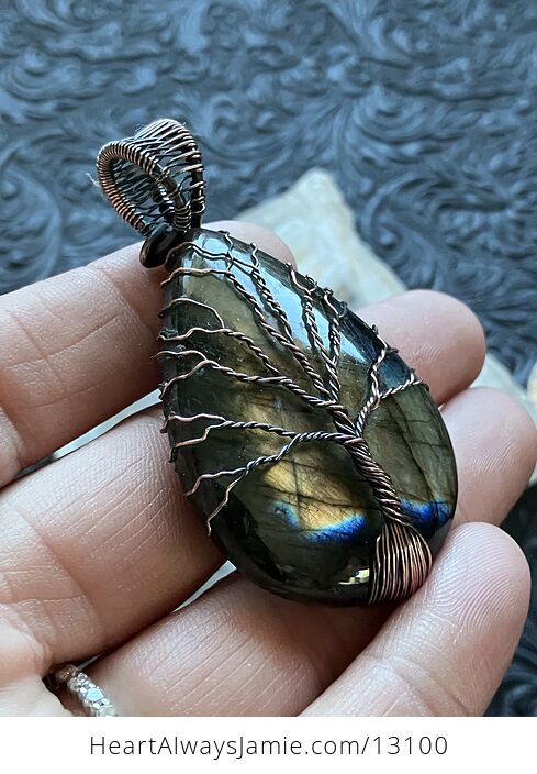 Wire Wrapped Labradorite Tree of Life Crystal Stone Jewelry Pendant - #Vhh42jO2NoU-4