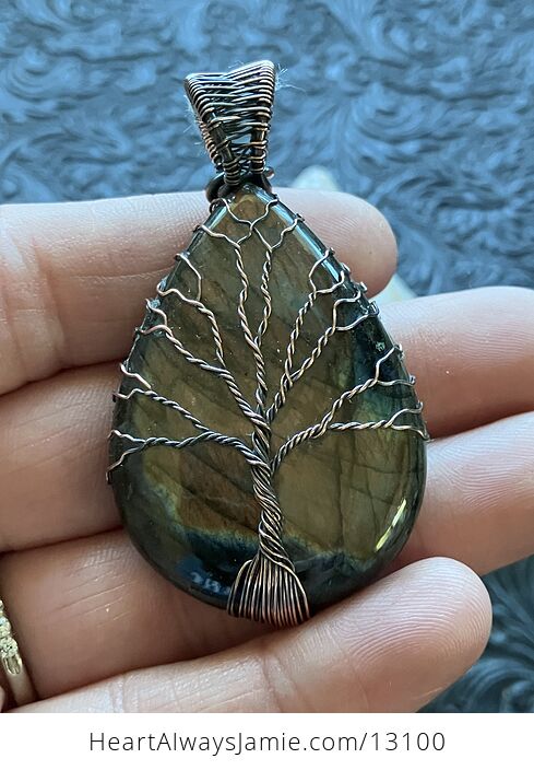 Wire Wrapped Labradorite Tree of Life Crystal Stone Jewelry Pendant - #Vhh42jO2NoU-2