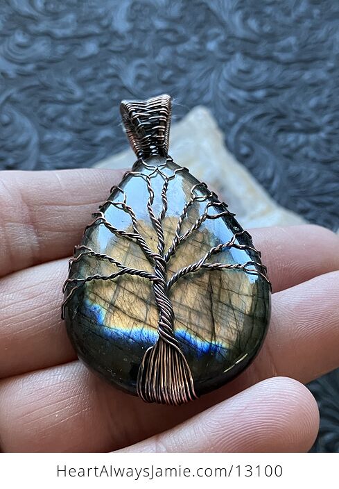 Wire Wrapped Labradorite Tree of Life Crystal Stone Jewelry Pendant - #Vhh42jO2NoU-3