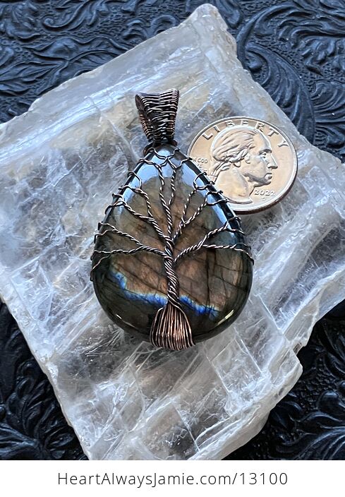 Wire Wrapped Labradorite Tree of Life Crystal Stone Jewelry Pendant - #Vhh42jO2NoU-8