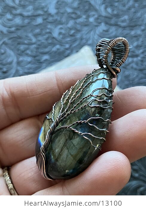 Wire Wrapped Labradorite Tree of Life Crystal Stone Jewelry Pendant - #Vhh42jO2NoU-5