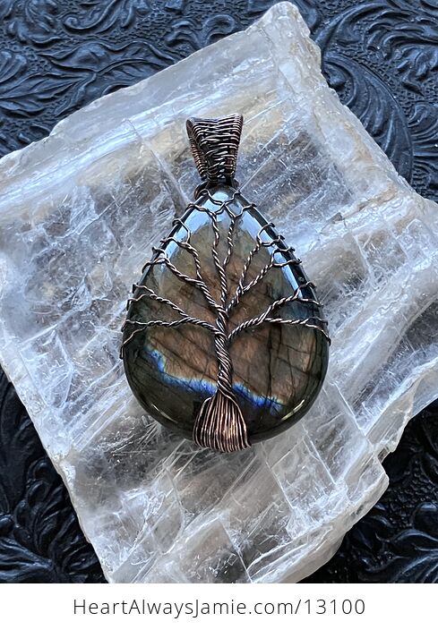 Wire Wrapped Labradorite Tree of Life Crystal Stone Jewelry Pendant - #Vhh42jO2NoU-7