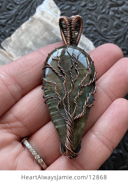 Wire Wrapped Labradorite Tree of Life Crystal Stone Jewelry Pendant - #jm3h0HFe9Oo-6