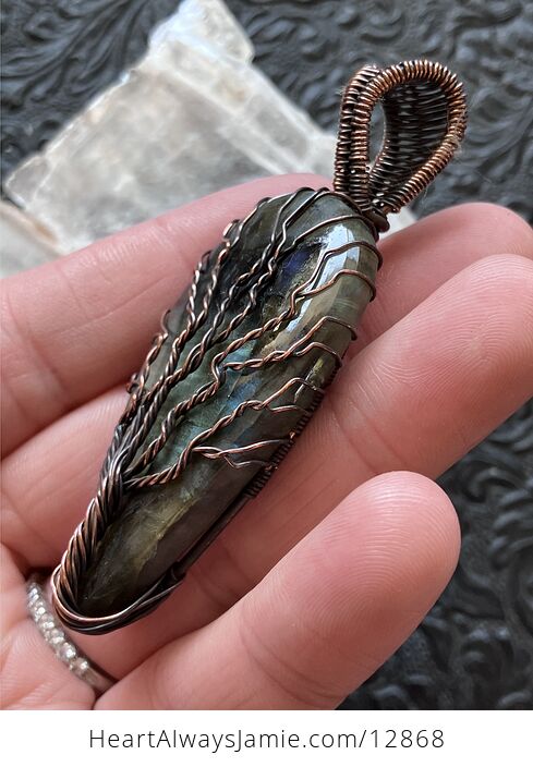 Wire Wrapped Labradorite Tree of Life Crystal Stone Jewelry Pendant - #jm3h0HFe9Oo-10