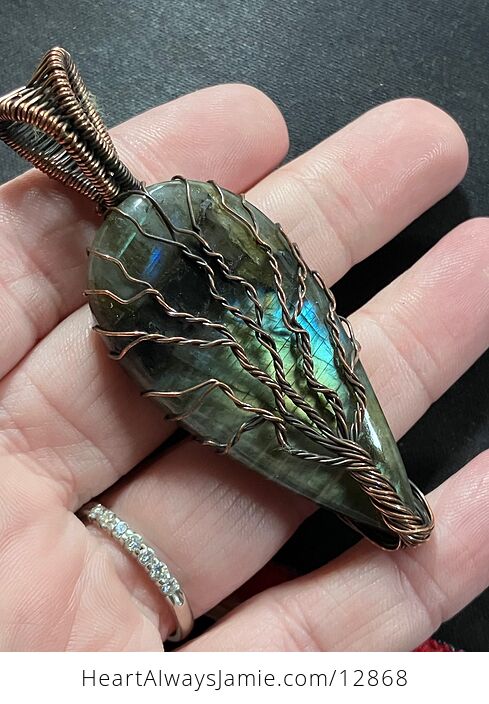 Wire Wrapped Labradorite Tree of Life Crystal Stone Jewelry Pendant - #jm3h0HFe9Oo-4