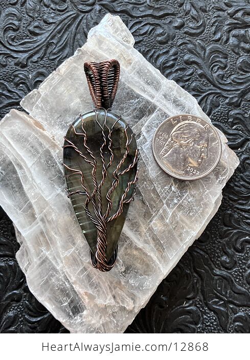 Wire Wrapped Labradorite Tree of Life Crystal Stone Jewelry Pendant - #jm3h0HFe9Oo-13