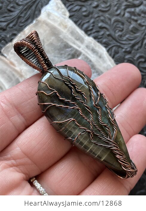 Wire Wrapped Labradorite Tree of Life Crystal Stone Jewelry Pendant - #jm3h0HFe9Oo-7