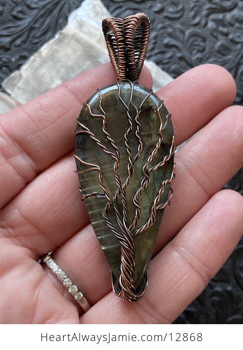 Wire Wrapped Labradorite Tree of Life Crystal Stone Jewelry Pendant - #jm3h0HFe9Oo-5