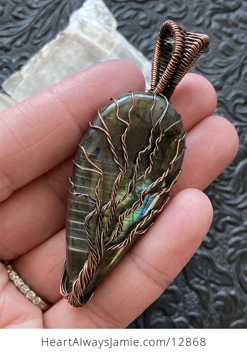 Wire Wrapped Labradorite Tree of Life Crystal Stone Jewelry Pendant - #jm3h0HFe9Oo-11