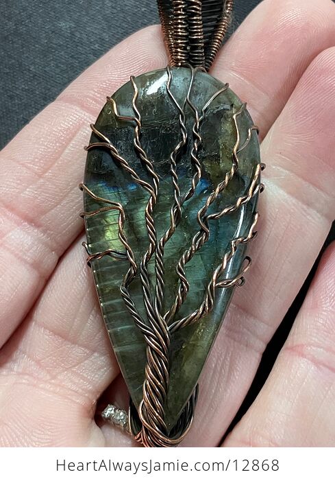 Wire Wrapped Labradorite Tree of Life Crystal Stone Jewelry Pendant - #jm3h0HFe9Oo-2