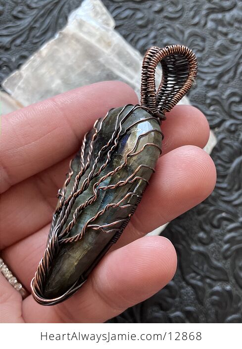 Wire Wrapped Labradorite Tree of Life Crystal Stone Jewelry Pendant - #jm3h0HFe9Oo-8