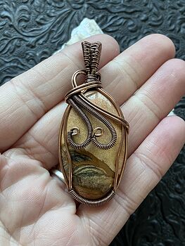 Wire Wrapped Landscape Picture Jasper Stone Crystal Jewelry Pendant #p1KcY6mRQvM