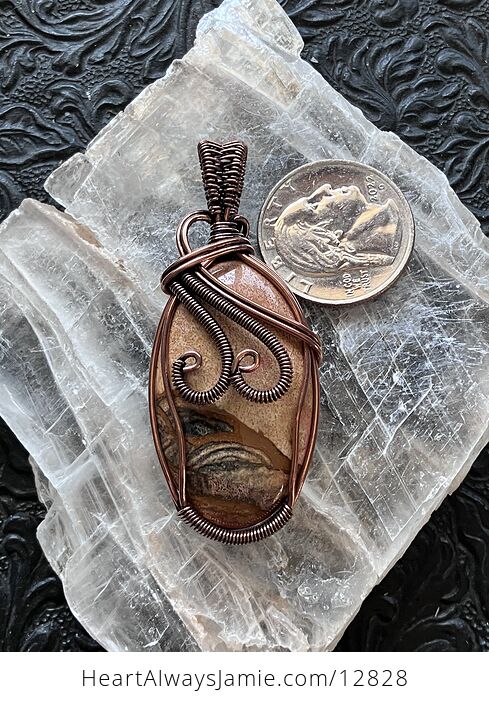 Wire Wrapped Landscape Picture Jasper Stone Crystal Jewelry Pendant - #p1KcY6mRQvM-6