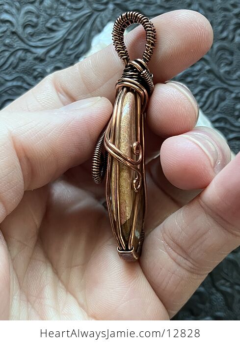 Wire Wrapped Landscape Picture Jasper Stone Crystal Jewelry Pendant - #p1KcY6mRQvM-2