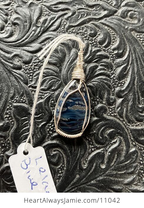 Wire Wrapped Leland Blue Stone Slag Glass - #cqzbQMmgz24-5