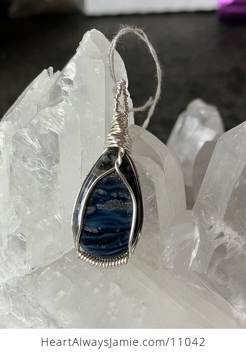 Wire Wrapped Leland Blue Stone Slag Glass - #cqzbQMmgz24-2