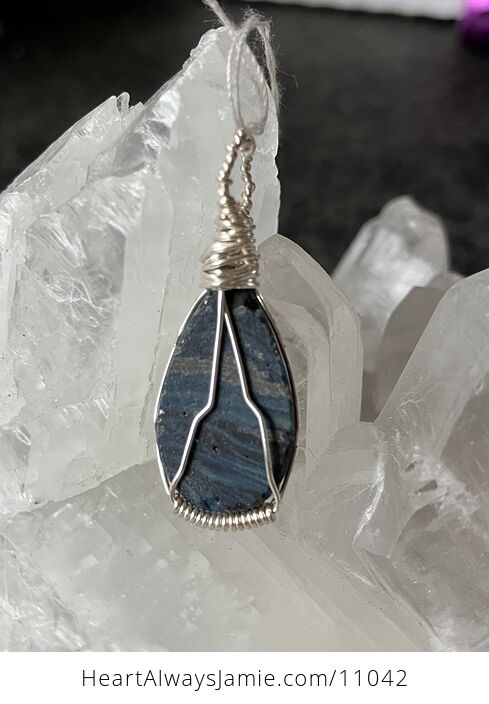 Wire Wrapped Leland Blue Stone Slag Glass - #cqzbQMmgz24-4