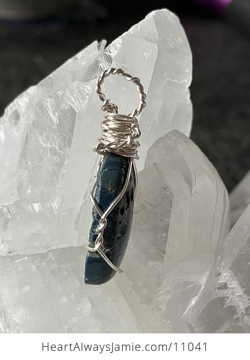 Wire Wrapped Leland Blue Stone Slag Glass - #lQzIZXJjJ4I-4