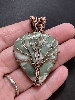 Wire Wrapped Lucky Jade Tree of Life Crystal Stone Jewelry Pendant #jNlyVHX9yVg