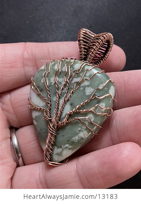 Wire Wrapped Lucky Jade Tree of Life Crystal Stone Jewelry Pendant - #jNlyVHX9yVg-12