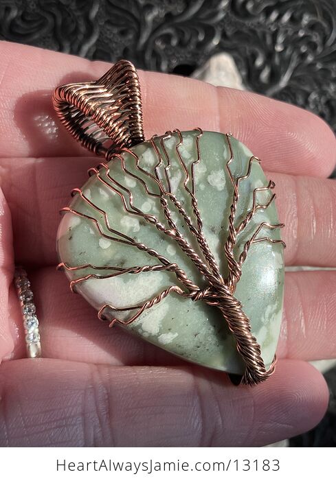 Wire Wrapped Lucky Jade Tree of Life Crystal Stone Jewelry Pendant - #jNlyVHX9yVg-10