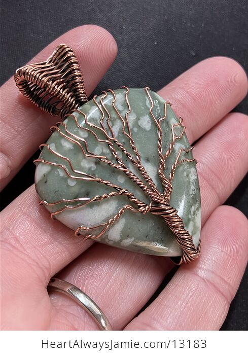 Wire Wrapped Lucky Jade Tree of Life Crystal Stone Jewelry Pendant - #jNlyVHX9yVg-11