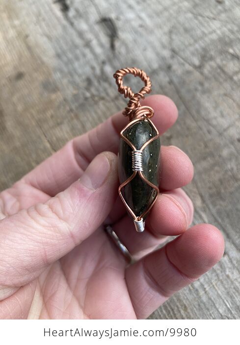 Wire Wrapped Ocean Jasper Heart Stone Crystal Jewelry Pendant - #0MVrF43RVHE-7