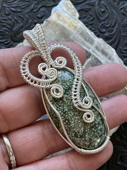 Wire Wrapped Sea Ocean Jasper Crystal Stone Jewelry Pendant #mkNNMWHcDa8