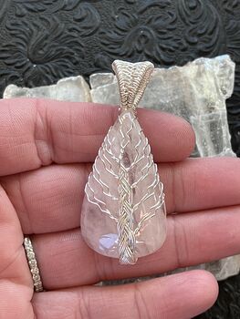 Wire Wrapped Tree of Life Pink Rose Quartz Crystal Stone Jewelry Pendant #mVAwVTcg7IQ