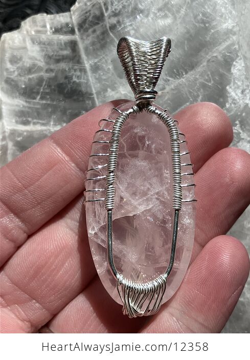 Wire Wrapped Tree of Life Pink Rose Quartz Crystal Stone Jewelry Pendant - #EmcXemRO7z4-6