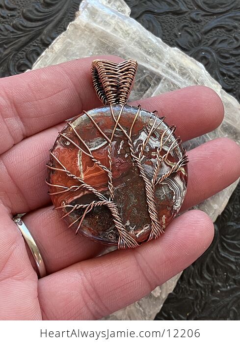 Wire Wrapped Tree of Life Pink Rose Quartz Crystal Stone Jewelry Pendant - #HN7UFyDteHw-2