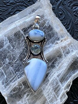 Witchy Blue Opal and Faceted Topaz Pendant Crystal Stone Jewelry #p07BtxklrLA