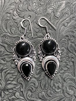 Witchy Crescent Moon Black Onyx Lunar Earrings #ijnL5ai2BFs