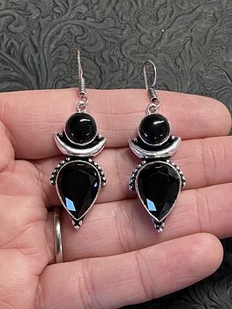 Witchy Crescent Moon Black Onyx Lunar Earrings #ldUItDcBZvc