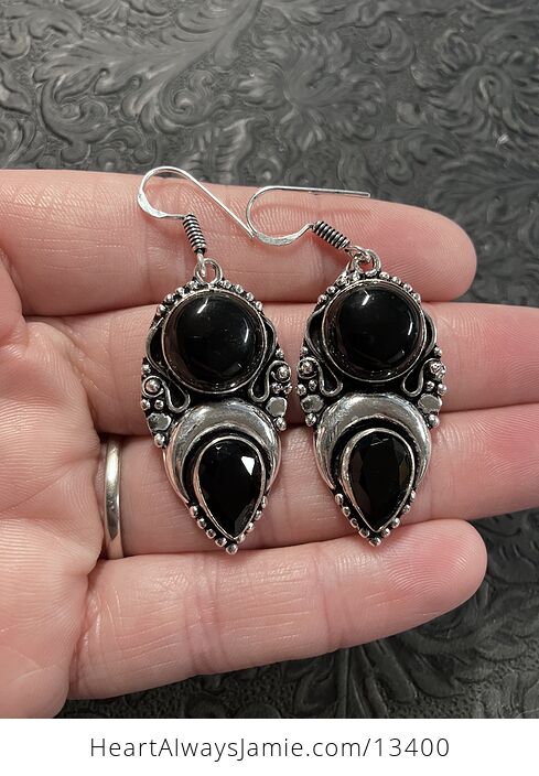 Witchy Crescent Moon Black Onyx Lunar Earrings - #ijnL5ai2BFs-2