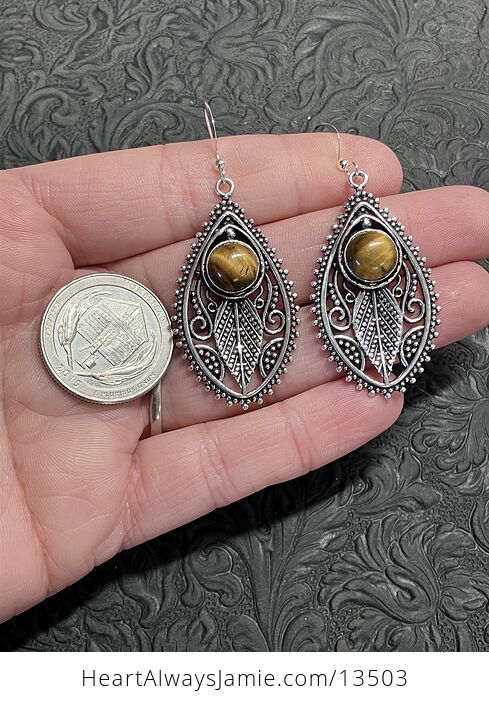 Witchy Fairy Core Boho Nature Vibes Tigers Eye Filigree Stone Earrings Crystal Jewelry - #Y8iDYRdZbGI-4